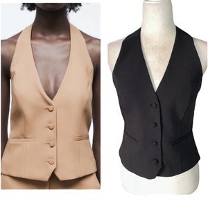 NWT Jason Wu Black Halter Neck Backless Cropped Vest - M